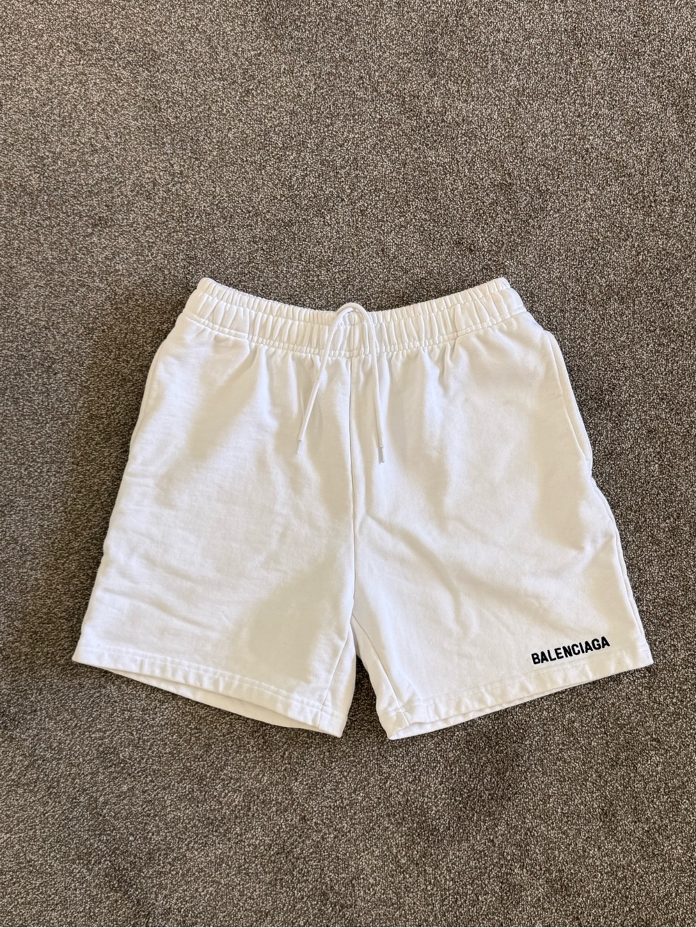BALENCIAGA White Logo Cotton Shorts - Sz M - 💯 AUTHENTIC